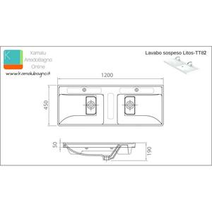 Kamalu Lavabo à double vasque suspendu mural Litos-TT82 de 120cm - Product Image 2