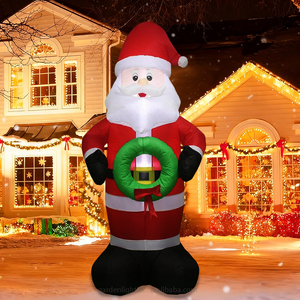 Guirlande de Noël gonflable de 7 pieds avec Père Noël, à main, avec lumière LED, alimentée par courant continu, étanche, décoration extérieure pour jardin, fête, centre commercial, magasin - Product Image 5