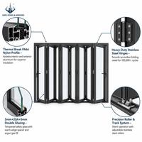 Portes pliantes en aluminium australiennes certifiées AS2047, à double vitrage, à rupture de pont thermique, pour extérieur, modernes, pour cour