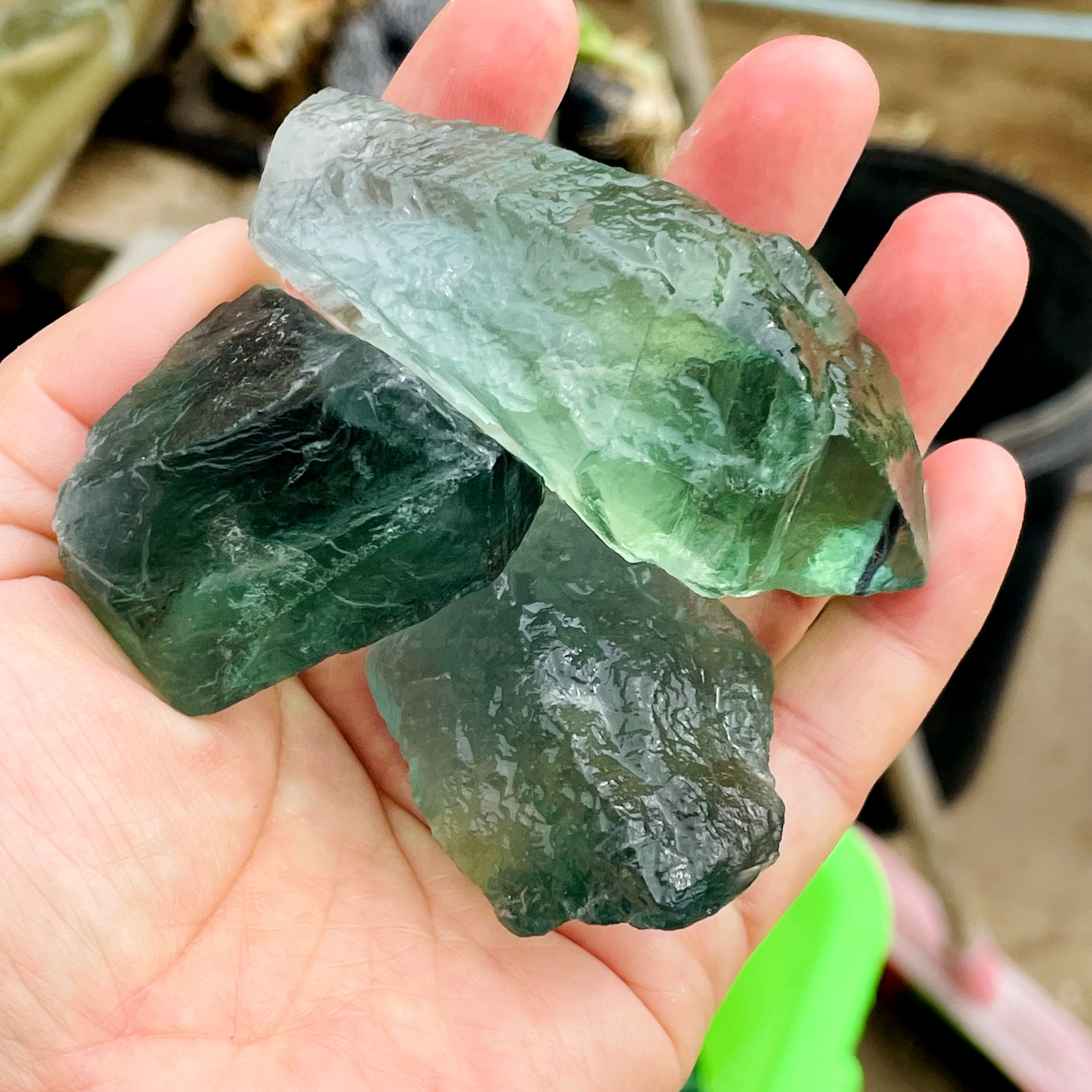 Raw Crystals Green Fluorite Crystal Cluster, Natural Fluorite