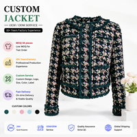 Veste en tweed à carreaux colorée pour femmes, boutonnée sur le devant, avec finitions dorées, style vintage chic parisien, élégante pour le bureau, style automne-hiver