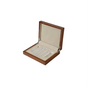 DS Handmade Walnut MDF Wood Hinged Organizer Box Gold Stamping Logo Rectangle Shape Grain Storage <b>Crates</b> Craft Gift DSS-1002 - Product Image 1