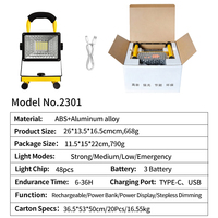 Lampe de travail LED portable rechargeable 5400 mAh, indice de protection IP65, légère, pour réparation, urgence, extérieur, garage