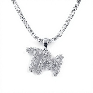 Collar con Colgante de Diamante TM, Oro Blanco de 18K, Chapado en Plata, Corte Brillante, Diamante Sintético Cultivado en Laboratorio, Estilo Hiphop, Unisex, para Uso Diario - Product Image 3