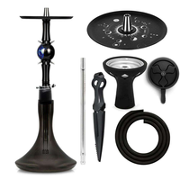 Aksesoris Merokok Shisha Modern Mangkuk Kaca Kristal Hookah dengan Pot Shisha Silikon Mangkuk Hookah Hitam