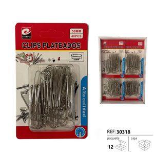 Clips Plateados 50mm 40Pcs Alta Calidad Oficina Escuela - Product Image 3