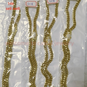 Cavigliera e <span class=keywords><strong>Collana</strong></span> a Catena Cubana 14k in Acciaio Inossidabile Dorato con Zirconi Iced Link Classico Monaco per Uomo e Donna - Product Image 5