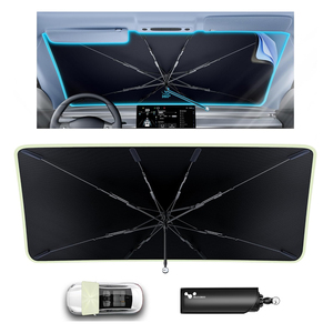 แผ่นบังแดดรถยนต์แบบพับได้ ทำจากโพลีเอสเตอร์ พร้อมเคลือบไวนิลหนา 5 ชั้น ป้องกันความร้อนและรังสียูวี - Product Image 1