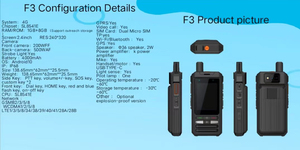 F3 4G Poc Lte Réseau mondial Vidéo communication Appel <span class=keywords><strong>Interphone</strong></span> Caméra WiFi Bluetooth Gps Ip68 Étanche <span class=keywords><strong>Radio</strong></span> Talkie-walkie - Product Image 5