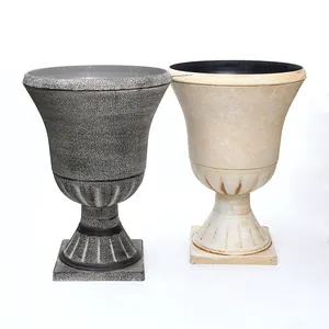 Kailai outdoor decor roman style garden pedestal antique plastic urn flower planter pots for plants