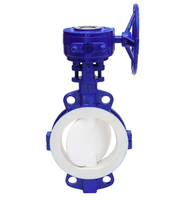 Katup kupu-kupu berlapis PTFE, tipe CL150 ASTM A216 WCB, tipe Lug Wafer Short Split Body, Full Lined Centered Disc
