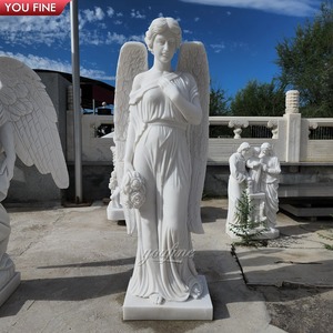 Statua <span class=keywords><strong>di</strong></span> Angelo Inginocchiato in Marmo a Grandezza Naturale Personalizzata per Chiesa, Vasca <span class=keywords><strong>di</strong></span> Battesimo Sacra - Product Image 2