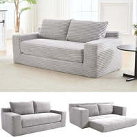 Sofá Cama Chesterfield Moderno y Compacto en Forma de L, 2 en 1, Tapizado en Terciopelo Gris, Convertible, de Dos Plazas, Lavable, Plegable y Duradero