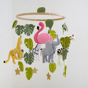 <span class=keywords><strong>Mobile</strong></span> pour bébé en gros, animaux de la <span class=keywords><strong>jungle</strong></span>, girafe, flamant rose, éléphant, décoration suspendue en feutre pour la crèche, pour nouveau-né - Product Image 1