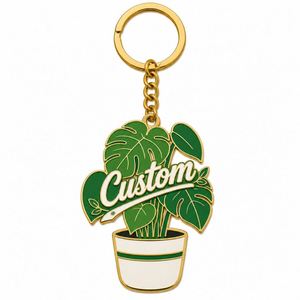 Porte-clés personnalisés en gros de haute qualité avec chaîne métallique et feuille de plante verte, décoration fraîche, cadeau promotionnel pour fleuriste - Product Image 2