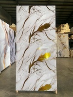 Panneau mural en PVC imperméable effet marbre doré UV, design européen, pour décoration intérieure (salle de bain et salle de sport) - Prix usine