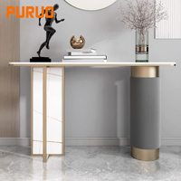 Table d'appoint de luxe Puruo en acier inoxydable doré miroir pour salon, coin, hall d'entrée, décoration de couloir, console d'entrée