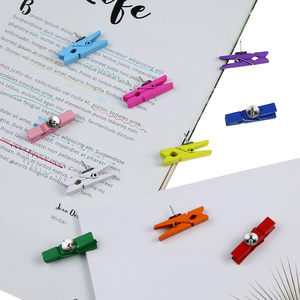 Becol Chất lượng cao đa chức năng dễ thương trang trí đinh ghim đinh đầy màu sắc đẩy pin với Clip bằng gỗ cho nhà. Trường học. Văn phòng - Product Image 4