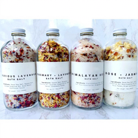 Sabun Mandi Herbal Label Pribadi Pelembap Mawar Lavender Melati Perawatan Tubuh Garam Mandi Bunga