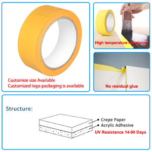 120 độ màu vàng cam 1 2 inch 12 18mm 50mm * 50m thấp tack giấy Crepe Washi họa sĩ mặt nạ băng cho sơn xây dựng - Product Image 2