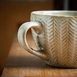 Creative Wheat Ear Relief Ceramic Mug with Handle Personalized Trendy Retro Oatmeal Coffee Household Water <b>Cup</b> - Product Image 4
