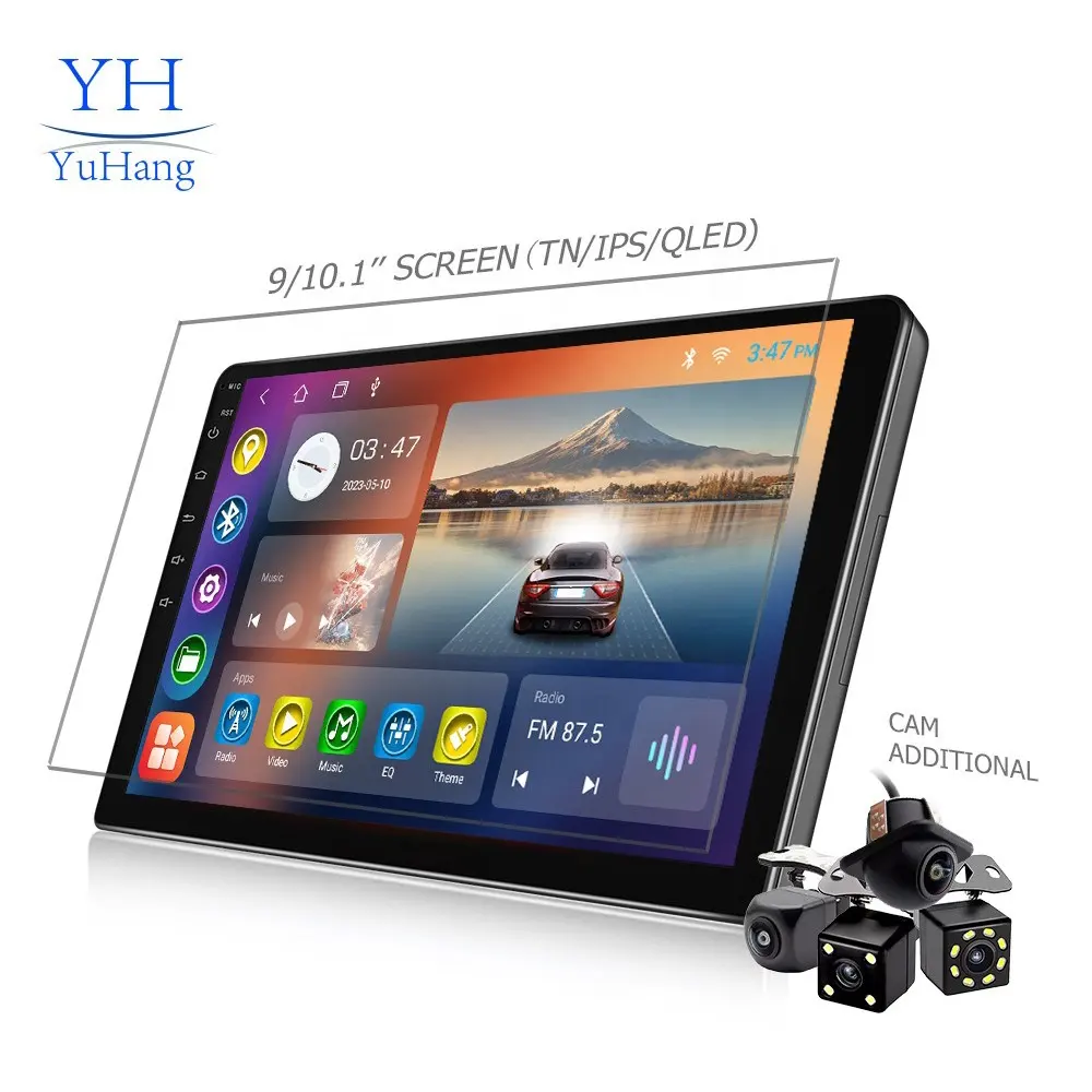 YuHang Navigation System Audio Auto Car DVD 9/10.1 inch TS7 Android Manufacturer Oem Universal 2+32Gb Carplay Car Android Screen