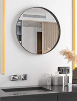 Miroirs muraux ronds noirs extra larges de 60 cm et 80 cm pour salle de bain moderne, commande en gros pour projets hôteliers