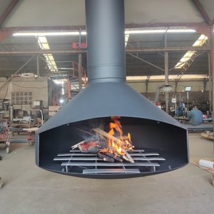 Caminetto Moderno Autoportante Sospeso Personalizzato in Metallo e Legno, Riscaldamento Interno a Legna Rotante <span class=keywords><strong>per</strong></span> Villa - Product Image 5