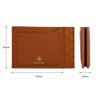 Portefeuille en cuir PU tissé de luxe, fin et durable, pour homme et femme, avec pince à billets et fente pour cartes détachable, personnalisable avec logo.