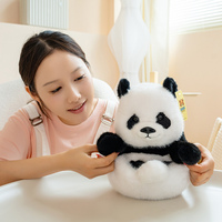 Peluche Panda Brodé Adorable, Doux et Moelleux, Anti-Stress, Décoration de Canapé, Cadeau d'Anniversaire pour Enfants, en Polyester