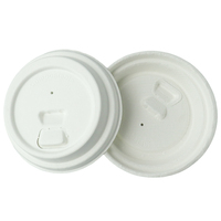 Couvercle de tasse à café compostable Flip Tab en bagasse jetable pour tasses à café en papier avec couvercles, pour boissons à emporter 6oz-20oz