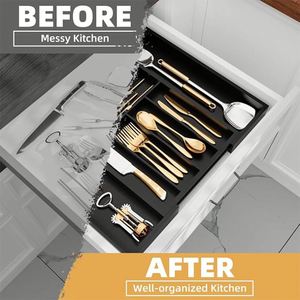 En gros, Boîte de rangement et organisateur de couverts extensible pour tiroir de cuisine - Product Image 4