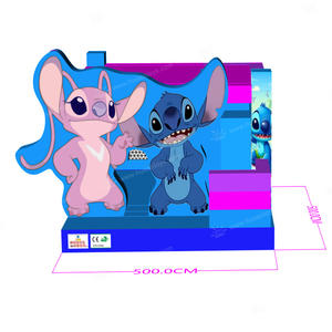 Castillo Inflable Stitch para Niños, Castillo Azul con Tobogán, Jumper de PVC, Certificado CE, Protección UV, Ecológico - Product Image 1