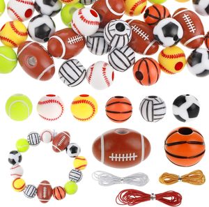 Perles de sport en silicone personnalisées, perles colorées pour la fabrication de bracelets, colliers, artisanat, vente en gros - Product Image 1