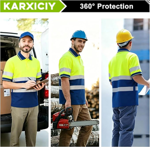 Polo ad Alta Visibilità per Lavoratori Edili - <span class=keywords><strong>Abbigliamento</strong></span> <span class=keywords><strong>da</strong></span> <span class=keywords><strong>Lavoro</strong></span> Traspirante ad Asciugatura Rapida con Strisce Riflettenti <span class=keywords><strong>e</strong></span> Tasca Frontale - Product Image 5