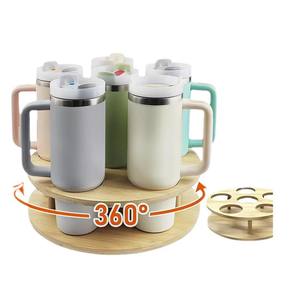 Stanley Tumbler Organizer with Rotatable <b>Rack</b> Wood Metal Water Bottle <b>Storage</b> for <b>Kitchen</b> Cabinets Stanley Cup <b>Storage</b> <b>Rack</b> - Product Image 1