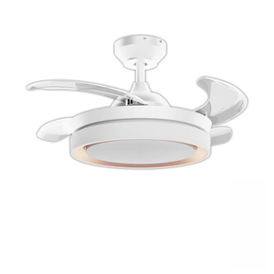 Ventilateur de plafond moderne pour bureau à domicile avec lumière LED, télécommande, design rétractable, variateur d'intensité, pales de 36/42 pouces, garantie de 3 ans sur le moteur DC - Product Image 1