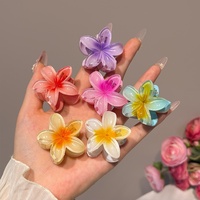 Jepit Rambut Plastik Bunga Plumeria Frangipani Gradasi 8cm, Aksesoris Rambut Pantai Musim Panas yang Tahan Lama