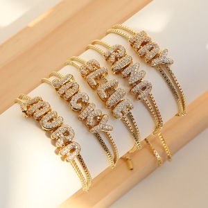 Trendy Micro Pave Zircon Initial for <strong>Bracelet</strong> for Women <strong>Personalized</strong> <strong>Name</strong> on Elegant Brass Custom Initial Gift Jewelry - Product Image 2