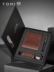 Подарочный набор TOMI из 3 предметов: мужские часы, кошелек, простые и стильные кварцевые часы с ажурным циферблатом для мужчин, идеальный подарок - Product Image 6