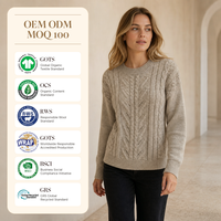 Pull en laine et viscose pour femme, style preppy, col rond, tricoté, personnalisé, style Old Money