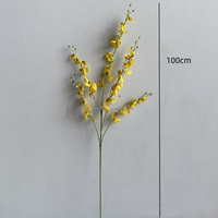 Anggrek Oncidium Sutra Buatan Premium C245 Tangkai Tunggal Buatan Tangan Realistis untuk Dekorasi Pernikahan, Natal, dan Kembali ke Sekolah