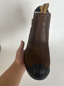Zapatos de seguridad DSF53 con puntera de acero y cuero de grano completo, color marrón y negro, personalizables, colaboración OEM ODM, botas de seguridad tipo Chelsea. - Product Image 5