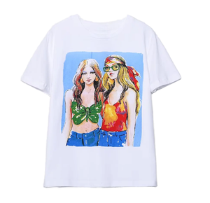 เสื้อยืดคอกลมแขนสั้นผ้าสแปนเด็กซ์/โพลีเอสเตอร์แบบวินเทจรักษ์โลกสำหรับผู้หญิง ดีไซน์ OEM สำหรับฤดูใบไม้ผลิและฤดูร้อน - Product Image 1