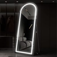 Cermin rias berukuran penuh dengan sensor sentuh, lampu LED penerang, dan rating IP44 untuk kamar mandi.