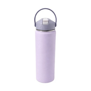 Bouteille d'eau isotherme sport 24oz tendance violet avec poignée confortable rose et rivets, double paroi isolée, pour activités extérieures - Product Image 1