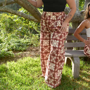 <span class=keywords><strong>Pantaloni</strong></span> Larghi con Stampa Hawaiana Personalizzati in <span class=keywords><strong>Misto</strong></span> <span class=keywords><strong>Lino</strong></span> e Cotone per Donna, Quantità Minima d'Ordine - Product Image 2