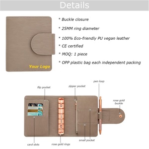 9 couleurs A7 Saffiano Epi cuir Deluxe <span class=keywords><strong>Rose</strong></span> <span class=keywords><strong>Gold</strong></span> Ring Budget Binder Fly Leaf Loose-leaf Money Organizer Wallet Office Supplies - Product Image 5