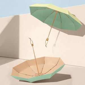 Parapluie pliant manuel léger en polyester à 8 baleines, avec poignée en bois, personnalisable, à ouverture manuelle, en tissu pongé, design minimaliste - Product Image 3