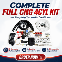 Kit Konversi Injeksi Sekuensial CNG 4 Silinder Dengan Reducer AT12, Kit Autogas Lengkap Dilengkapi ECU MP48 untuk Mobil
